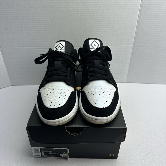 NIKE AIR JORDAN 1 RETRO LOW SE I DIAMOND SHORTS PANDA WHITE BLACK DH6931-001 - Picture 2 of 16